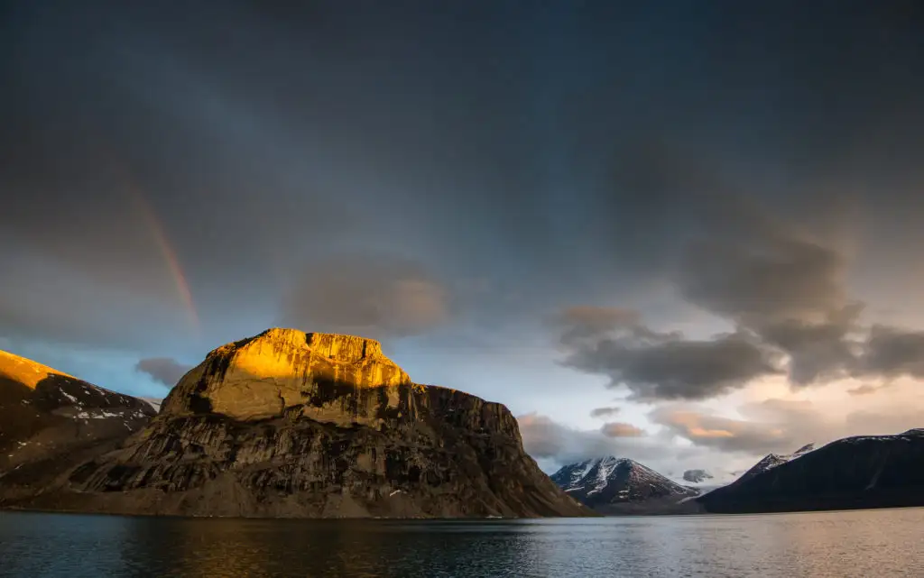 Baffin Island at sunset in Nunavut, Canada