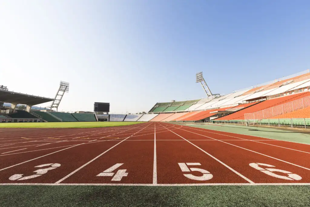 Starting line of a professional race track