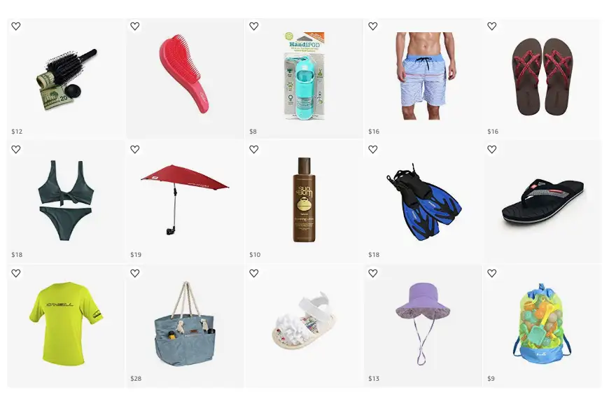 Beach Gear packing list