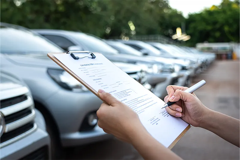 Person filling out paperwork for a rental car