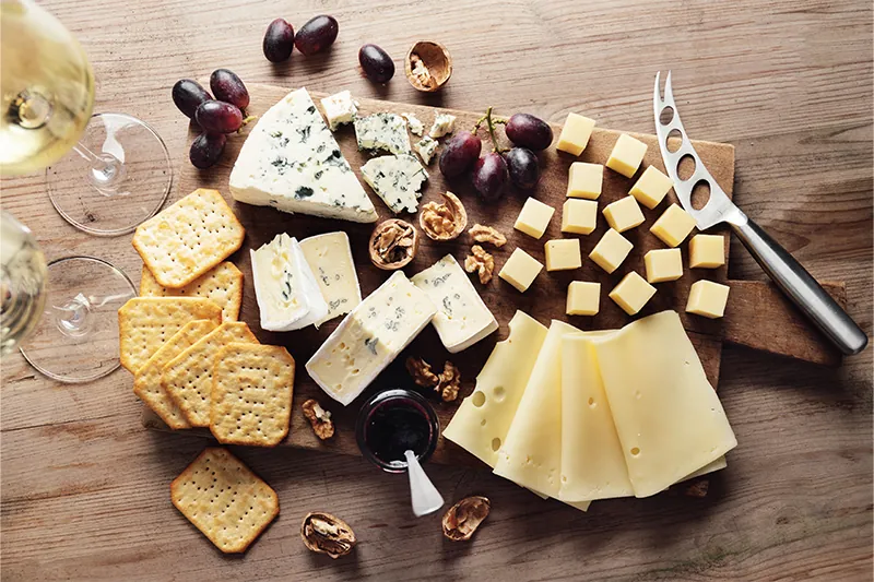 Aerial view of a cheeseboard