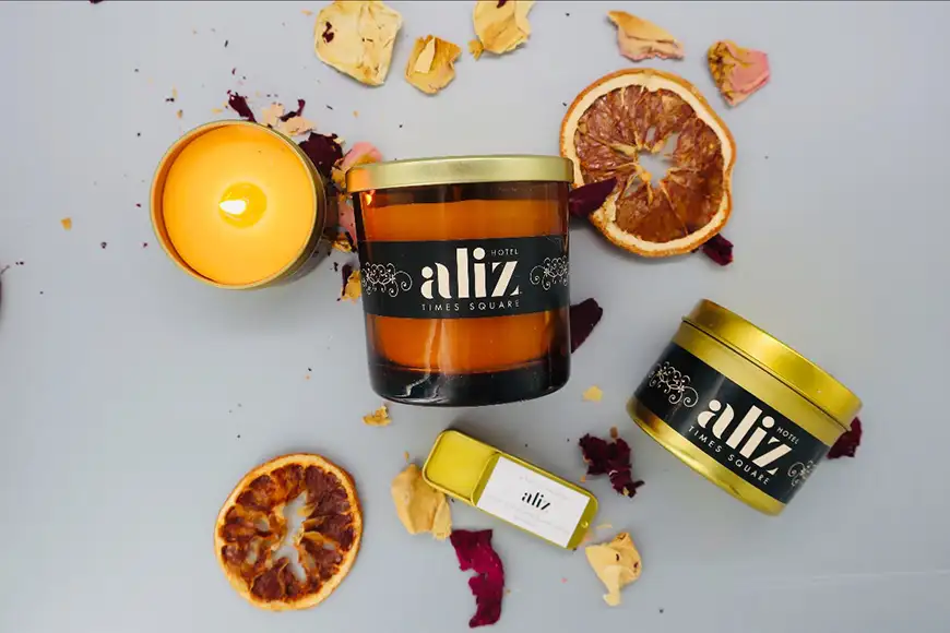 Aliz hotel candles amenities.