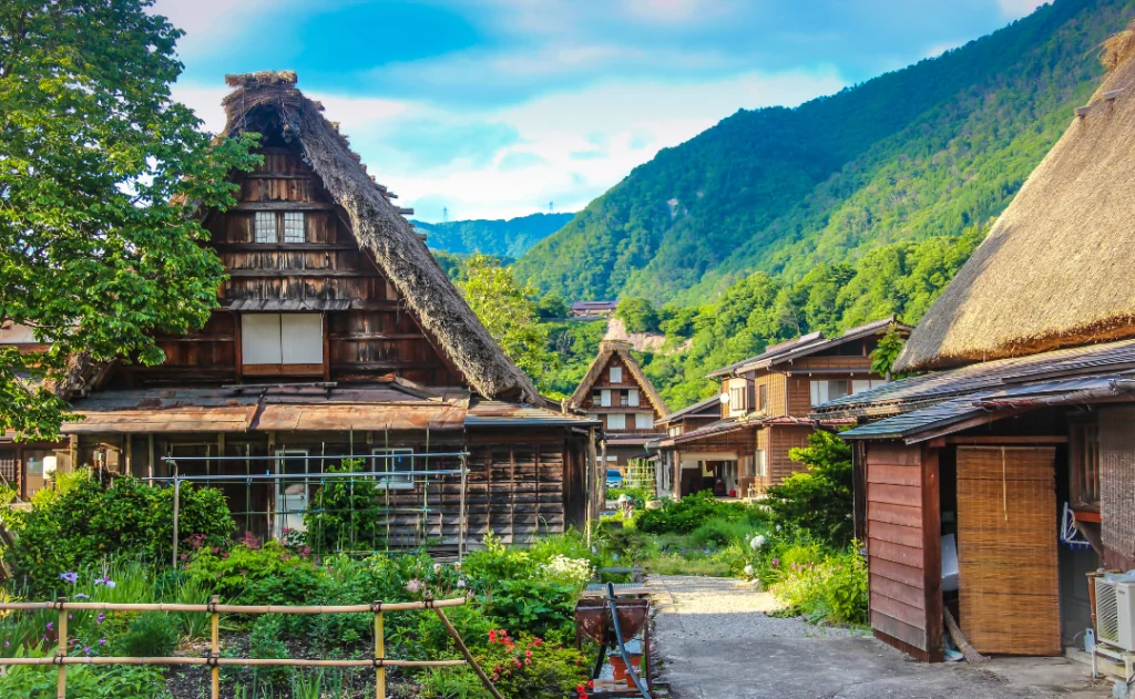 Gassho-zukuri houses in Gokayama Village. Gokayama has been inscribed on the UNESCO World Heritage List.