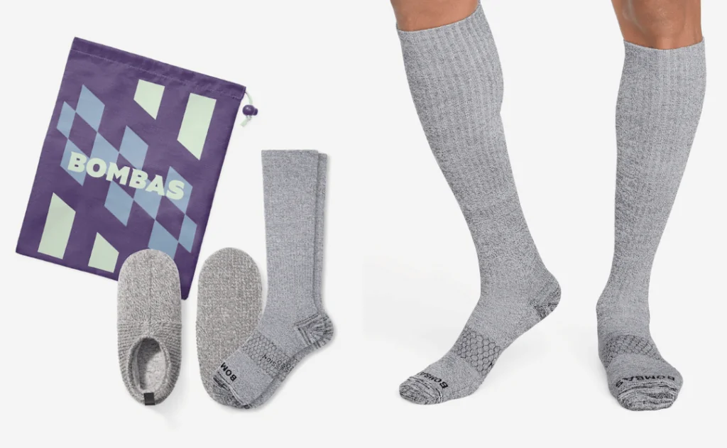 Men's Travel Compression Sock and Gripper Slipper 2-Pack