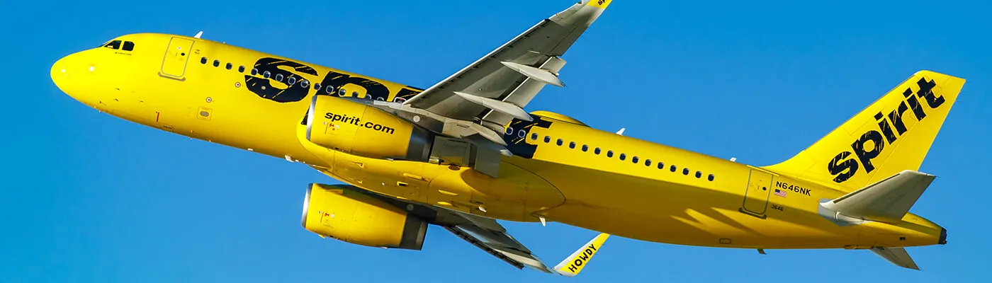 Spirit Airlines plane in flight