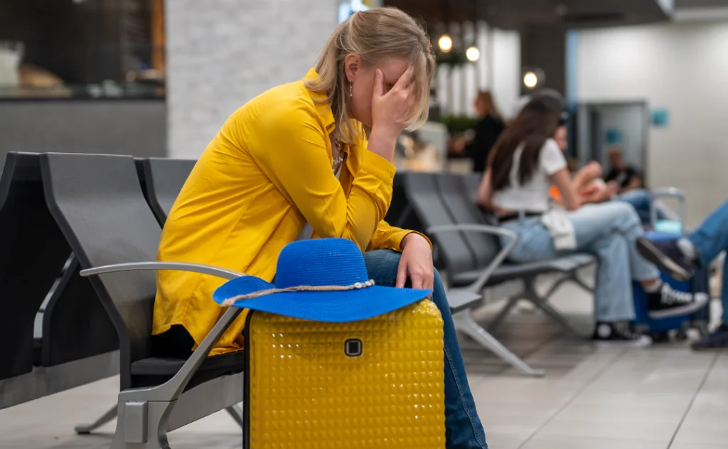 Woman missed her flight or it was cancelled